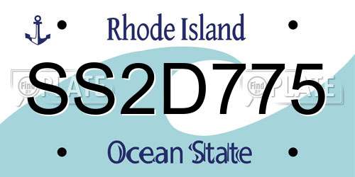 SS2D775 Rhode Island License Plate