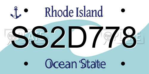 SS2D778 Rhode Island License Plate