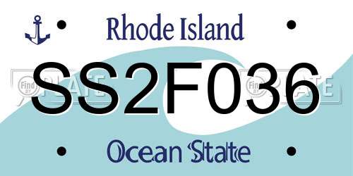 SS2F036 Rhode Island License Plate