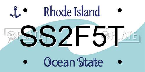 SS2F5T Rhode Island License Plate