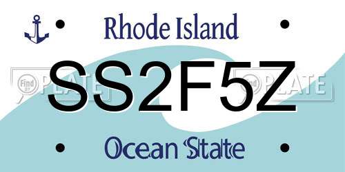 SS2F5Z Rhode Island License Plate