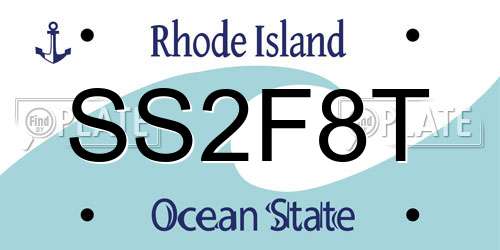 SS2F8T Rhode Island License Plate