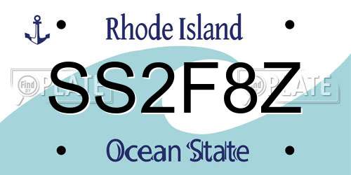 SS2F8Z Rhode Island License Plate