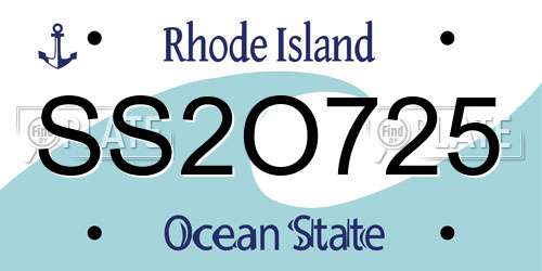 SS2O725 Rhode Island License Plate
