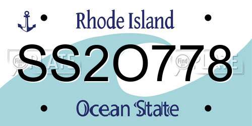 SS2O778 Rhode Island License Plate