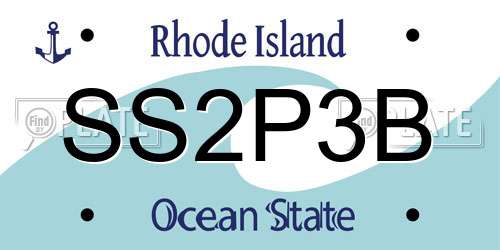 SS2P3B Rhode Island License Plate