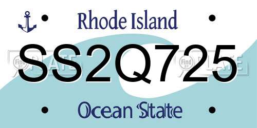 SS2Q725 Rhode Island License Plate