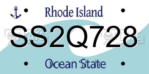 SS2Q728 Rhode Island License Plate