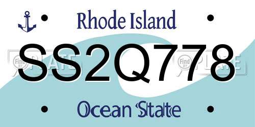 SS2Q778 Rhode Island License Plate
