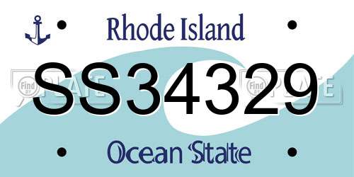 SS34329 Rhode Island License Plate
