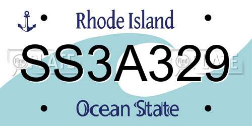 SS3A329 Rhode Island License Plate
