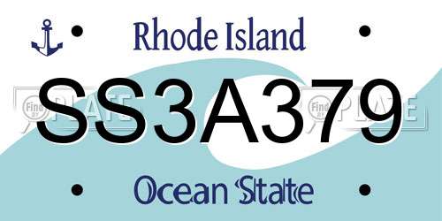 SS3A379 Rhode Island License Plate