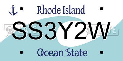 SS3Y2W Rhode Island License Plate