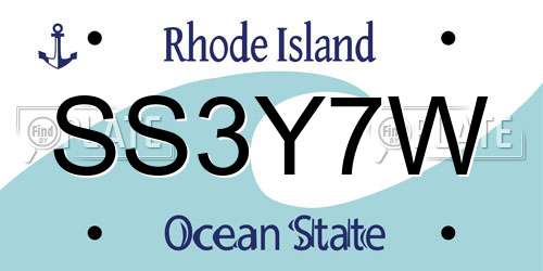 SS3Y7W Rhode Island License Plate