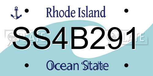 SS4B291 Rhode Island License Plate