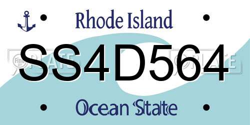 SS4D564 Rhode Island License Plate