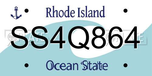 SS4Q864 Rhode Island License Plate