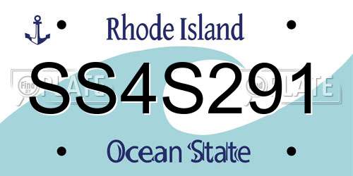 SS4S291 Rhode Island License Plate