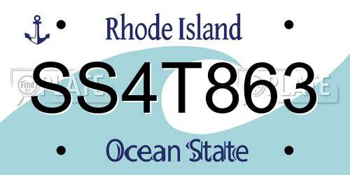 SS4T863 Rhode Island License Plate