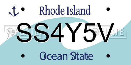 SS4Y5V Rhode Island License Plate