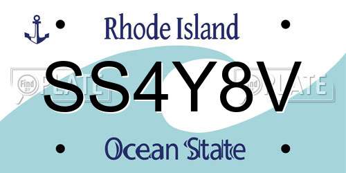 SS4Y8V Rhode Island License Plate