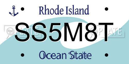 SS5M8T Rhode Island License Plate