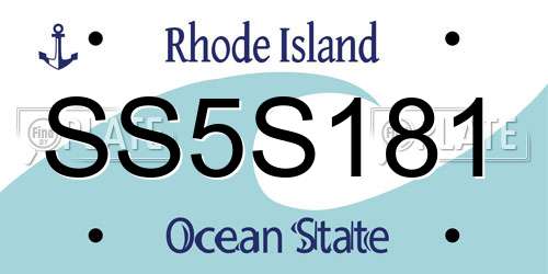 SS5S181 Rhode Island License Plate
