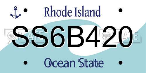 SS6B420 Rhode Island License Plate