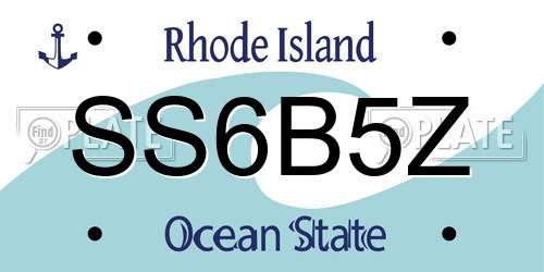 SS6B5Z Rhode Island License Plate