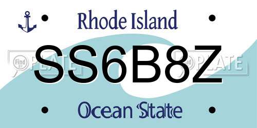 SS6B8Z Rhode Island License Plate