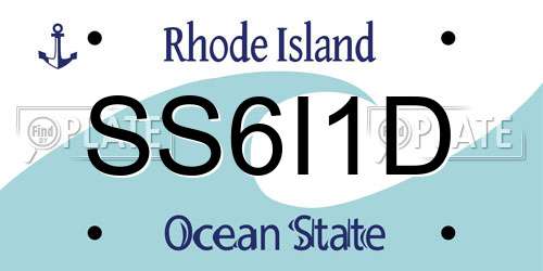 SS6I1D Rhode Island License Plate
