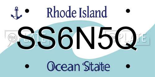 SS6N5Q Rhode Island License Plate
