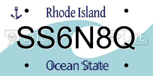 SS6N8Q Rhode Island License Plate