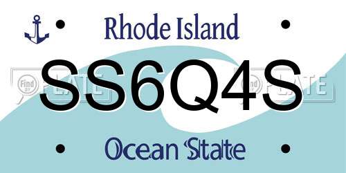 SS6Q4S Rhode Island License Plate