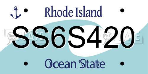 SS6S420 Rhode Island License Plate