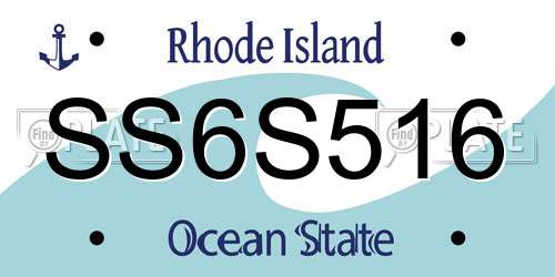 SS6S516 Rhode Island License Plate