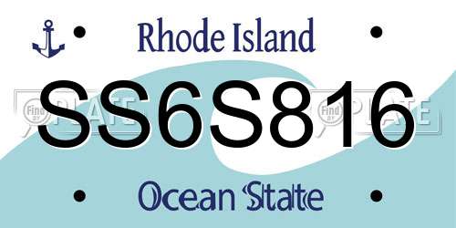 SS6S816 Rhode Island License Plate