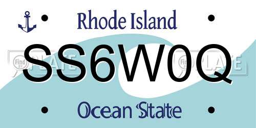 SS6W0Q Rhode Island License Plate