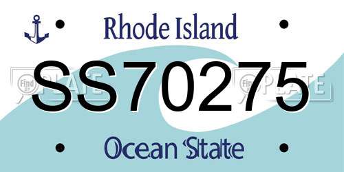 SS70275 Rhode Island License Plate