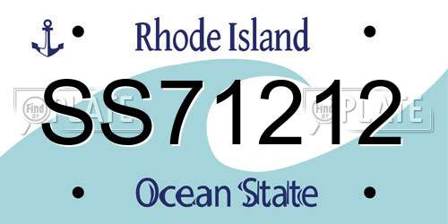 SS71212 Rhode Island License Plate