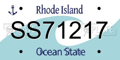 SS71217 Rhode Island License Plate