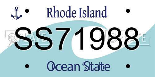 SS71988 Rhode Island License Plate