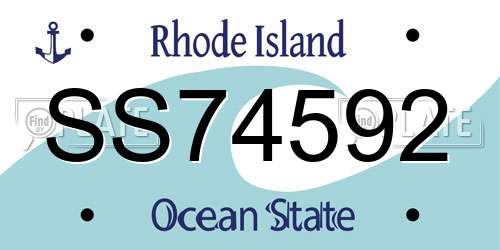 SS74592 Rhode Island License Plate