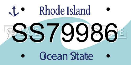 SS79986 Rhode Island License Plate