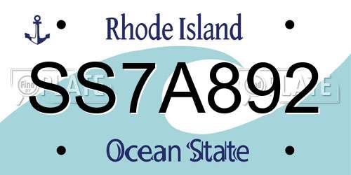 SS7A892 Rhode Island License Plate
