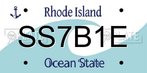 SS7B1E Rhode Island License Plate