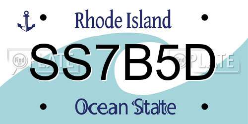 SS7B5D Rhode Island License Plate