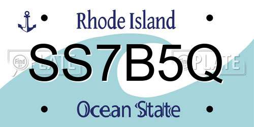 SS7B5Q Rhode Island License Plate