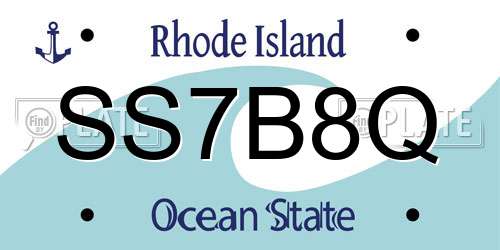 SS7B8Q Rhode Island License Plate