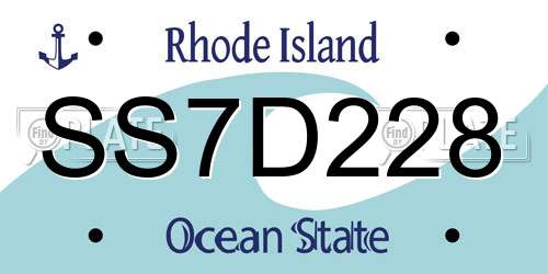 SS7D228 Rhode Island License Plate